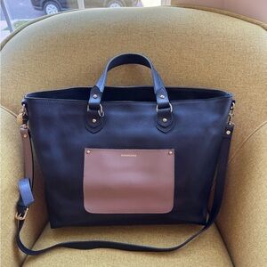 Dimoni Black and Brown safiano leather  Tote Bag